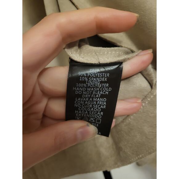 Reset Beige Faux Suede Open Front Jacket L Neutral - Picture 4 of 5